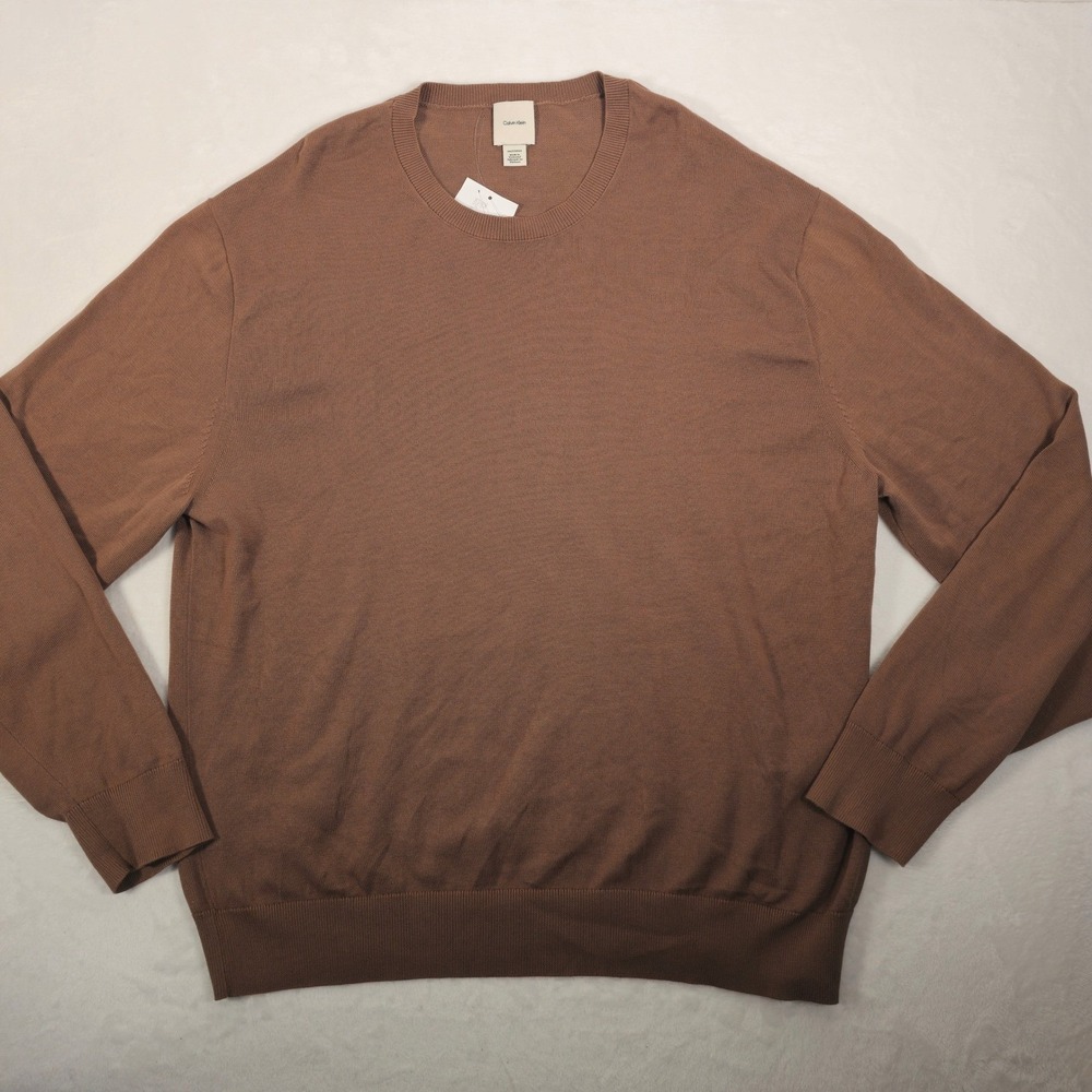 Calvin Klein‎ Men Crew Neck Knit Pullover Sweater Brown Casual XXL